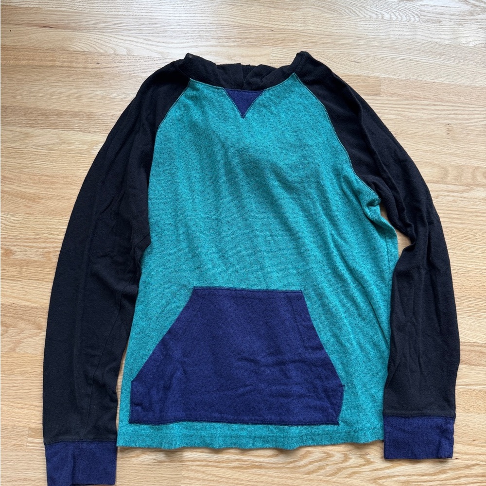 Teal and Black Long Sleeve Shirt with Pocket